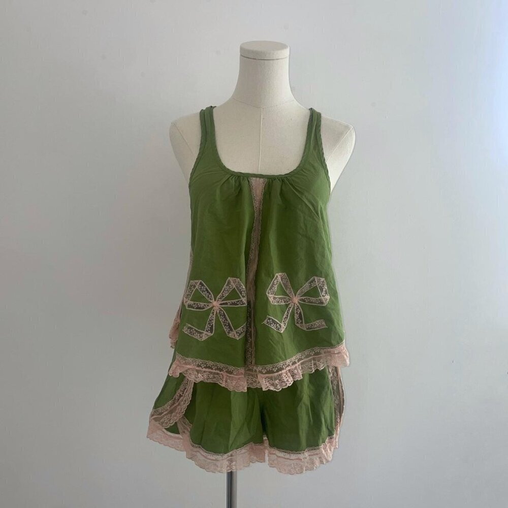 Morgan lane Maebelle Nessa Pajama Set In Green Envy | Women’s Size Medium